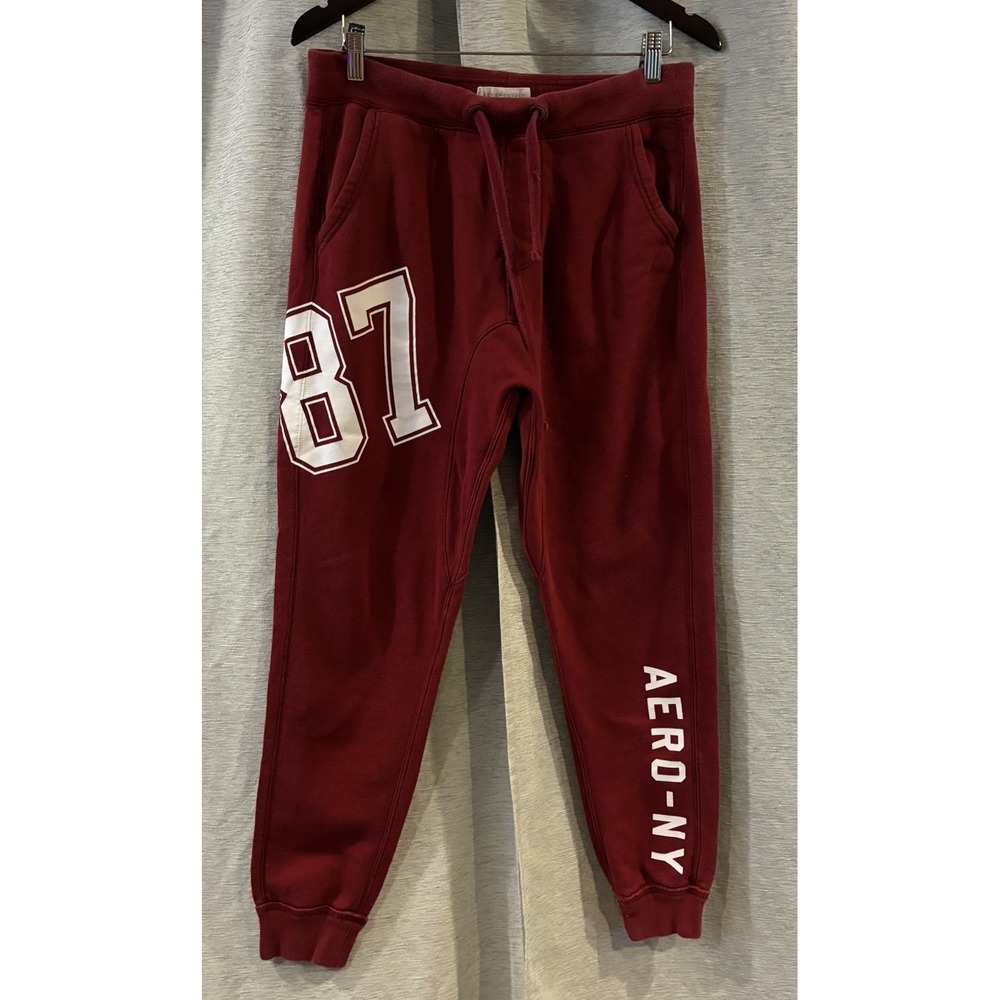 Aeropostale Y2K 2000s Red Capri Sweatpants M Aero NY Logo Spellout Joggers